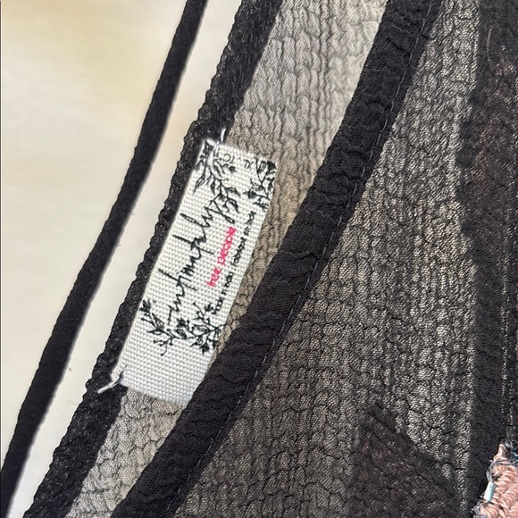 Intimately Free People Black Sheer Dress with Pink Floral Embroidery - Picture 7 of 15